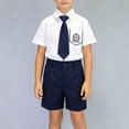 thumbnail image 6 of SGFCWSX Boys 2 Piece Outfits School Uniform Short Sleeve Dress Shirt with Tie and Shorts Summer Formal Wear White Size 6, 6 of 9