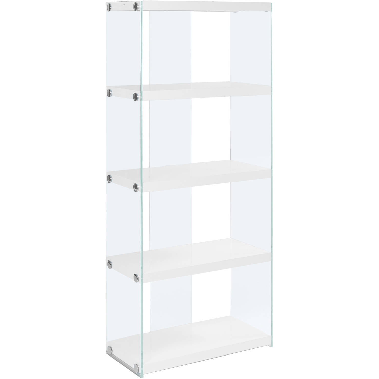 Monarch Bookcase 60 H Glossy White, Monarch Glass Bookcase