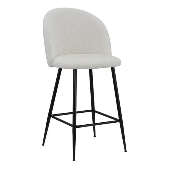 Benjara Ast 26" Counter Height Chair (Set of 2)- Arched Backrest- Black- White