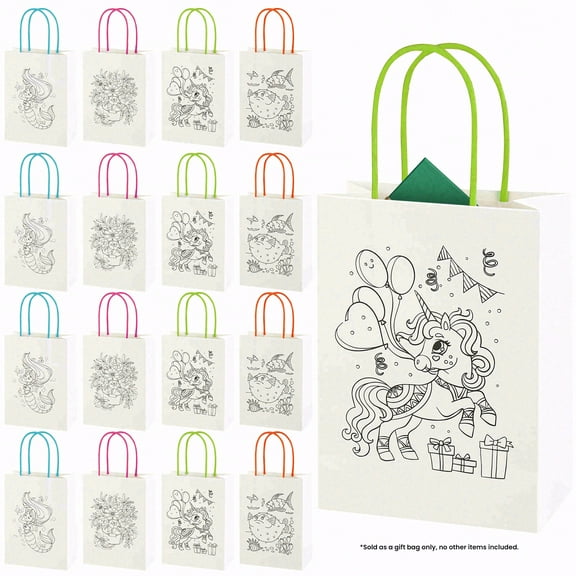 16pcs hand - made DIY graffiti gift bags, exquisite gift bags with handles, multi - piece portable tote bags, suitable for birthdays, parties, gifts, and holiday presents.