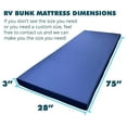 3” x 28” x 75” Water Resistant Memory Foam RV Bunk Mattress, Firm High