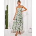 thumbnail image 4 of Vestido largo GRACE KARIN elegante con estampado floral escalonado en gasa verde, 4 of 6