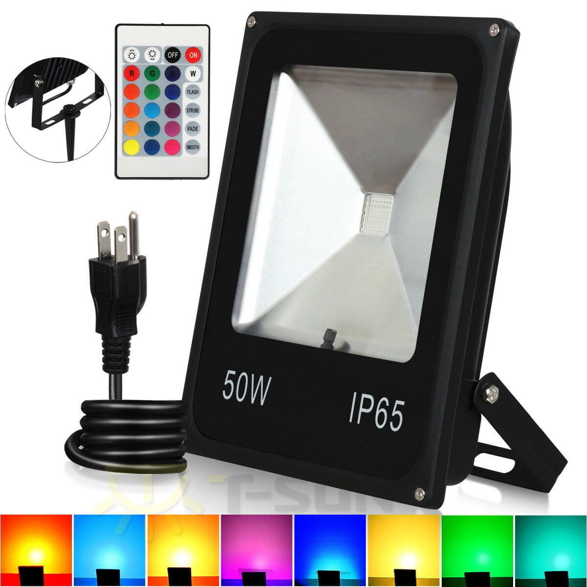 50W RGB Led Flood Lights Outdoor, RGB Color Changing Dimmable Floodlights  with Remote Control, Indoor Party Stage light Landscape Lighting, IP65  Waterproof Security RGB Flood Lamps