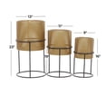 thumbnail image 4 of DecMode 23", 19", 16"H Rattan Weave Inspired Gold Metal Planter with Removeable Ring Stands (3 Count), 4 of 16