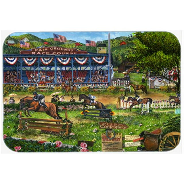Carolines Treasures PTW2019LCB A Day At The Horse Races Glass Cutting Board- Large