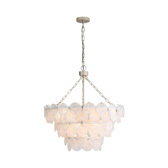 Yep by Golden Lighting Cascada 11-light Pendant in Aegean Silver and Cirrus Cloud Glass