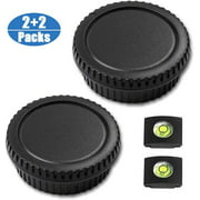 Fire Rock Rear Lens Cap and Front Body Cap for Canon EOS 90D, Rebel T7, 200d ii and More Canon DSLR and Hot Shoe Cover