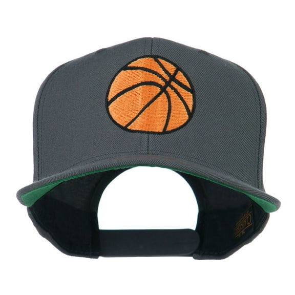Basketball Embroidered Flat Bill Cap - Grey OSFM