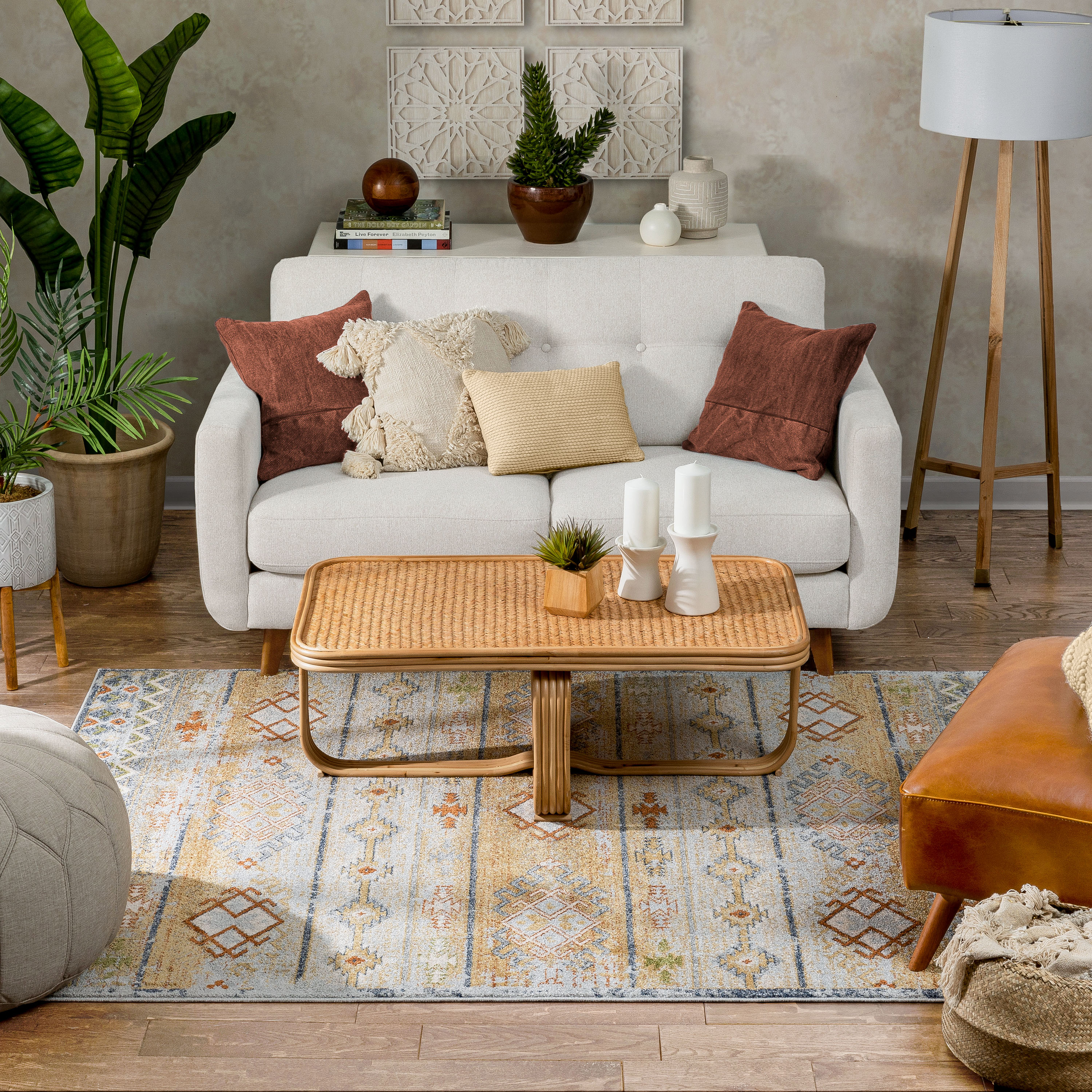 Well Woven Omaha Alu Vintage Distressed Tribal Modern Global Cream 5'3" x 7'3" Area Rug
