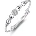 thumbnail image 4 of Pulseras de plata esterlina para mujeres 925 Granos de plata Brazalete Pulsera Transfer Lucky Cuff Pulsera Ajustable Moda Mujer Joyería Niñas t, 4 of 5