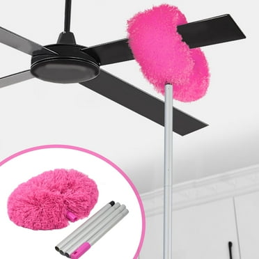 XYAIYT Microfiber Ceiling Fan Duster with Extendable Aluminum Pole 21.7 inches Long,Washable Detachable Head for High Ceilings and Hard to Reach Areas Pink