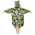 thumbnail image 2 of FORMRS Wearable Blanket Hoodie with Sleeves for Kids Cozy Flannel Sweatshirt, Green Flower Pattern, 2 of 7