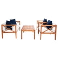 thumbnail image 4 of Safavieh Nunzio 4-Piece Eucalyptus Wood Outdoor Set in Teak Brown and Beige, 4 of 13