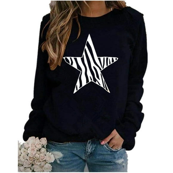Fridja Womens star print O-Neck Long Sleeve Sweater
