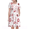 thumbnail image 1 of Disketp Red Lips para Vestido de Manga Corta para Mujeres, Vestidos de Verano para Mujeres, Casual y Holgado para la Playa, 1 of 6