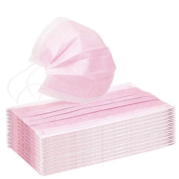 50 máscaras de seguridad rosadas de 3 capas, máscaras transpirables protectoras desechables empaquetadas individualmente