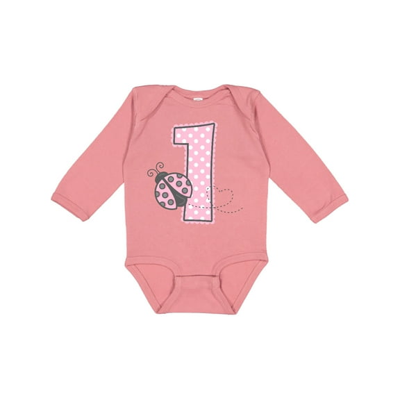 Inktastic Pink Ladybug 1st Birthday Girls Long Sleeve Baby Bodysuit