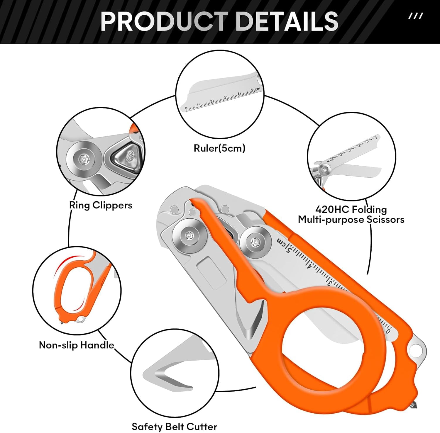 Emergency Shears with Strap Cutter and Glass Breaker Stainless Steel Foldable Scissors Pliers, Outdoor Camping Rescue Scissors Tools …