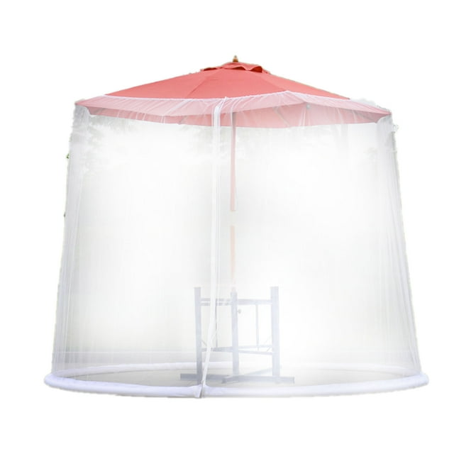 Écran en Maille Polyester pour Parasols de Patio, Couverture de Protection Respirante avec Porte à Fermeture Éclair, Design Coupe-Vent