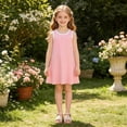 thumbnail image 5 of FRSASU Girl's Sleeveless Summer Tank Dress Crew Neck Casual Solid Color Beach Vacation Sundress Pink-A, 5 of 8
