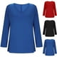 thumbnail image 1 of Tops de trabajo para mujer,Blusa informal de poliéster con cuello en V y manga larga para mujer, talla grande, cómoda para uso diario y en casa, sopatenor, 1 of 7