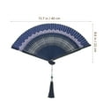 thumbnail image 4 of STRANDCHIC Vintage Japanese Bamboo Folding Fan Dark Blue for Decoration, 4 of 5