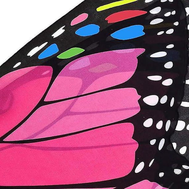 Alas De Mariposa Con Cuernos Para Niñas – Chal De Lujo Rosa Y Negro, Talla 4-10 Años, Con Máscara Incluida