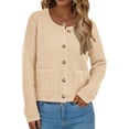 thumbnail image 3 of Suéter PRETTYGARDEN Cardigan de Punto con Botones Beige M, 3 of 8
