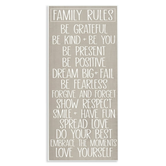 Stupell Industries Rustic Family Rules Typography Painting Unframed Art Print Wall Art, 7 x 17