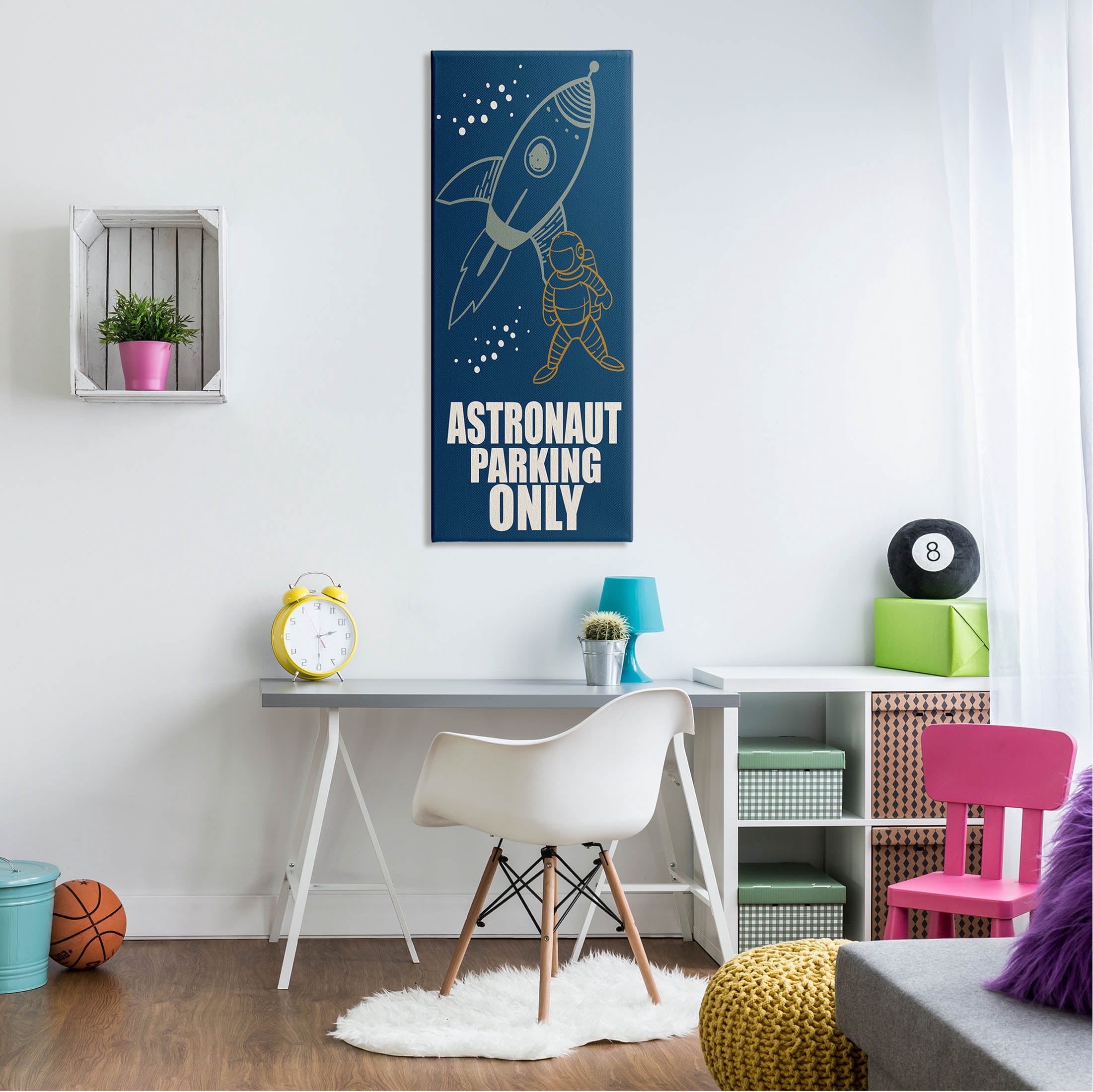 Stupell Industries Astronaut Parking Only Rocket Graphic Art Gallery Wrapped Canvas Print Wall Art, Design by Kim Allen