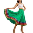 thumbnail image 2 of Umfun Women's Colorful Striped Maxi Skirt Elastic High Waist A-Line Flowy Skirt Summer Vacation Skirt, 2 of 8