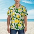 thumbnail image 4 of Fotbe Lemon Seamless Pattern Oil Painting Effect Hawaiian Shirt for Men Unisex Summer Beach Casual Short Sleeve Cotton Linen Button Down Shirts-Small, 4 of 9