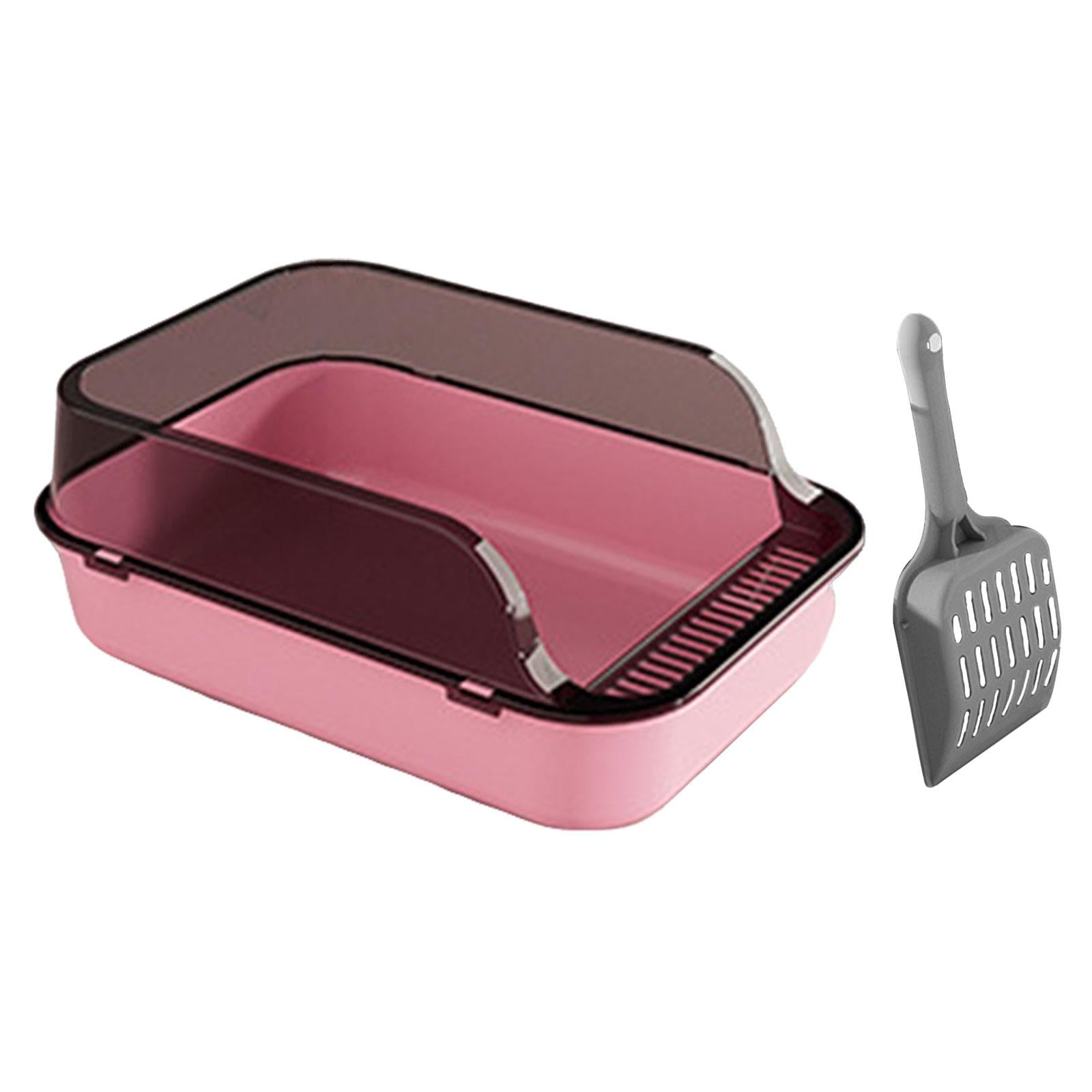 yotijay Cat Anti Splashing Kitty Litter Pan Detachable Semi Enclosed Portable Pink