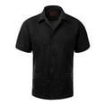 thumbnail image 2 of Guayabera Men's Cuban Beach Wedding Short Sleeve Casual Dress Shirt Black 4XL, 2 of 2
