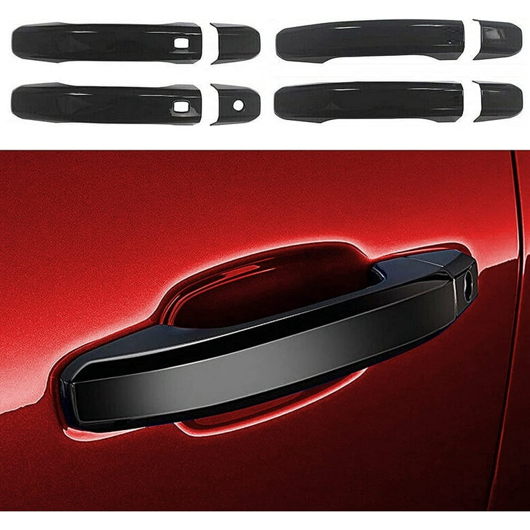 SecosAutoparts 4PCS Black Door Handle Cover Compatible with Chevy Silverado  2020-2021 W/ 2 Smartkey Hole 