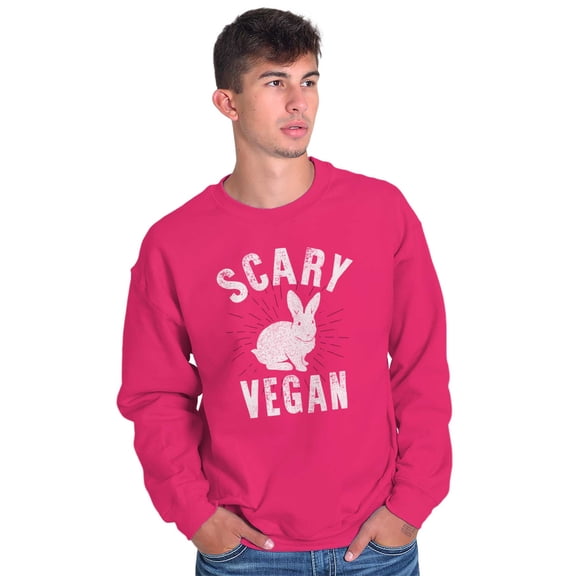 Scary Vegan Bunny Rabbit Vegetarian Sweatshirt for Men or Women Brisco Brands S