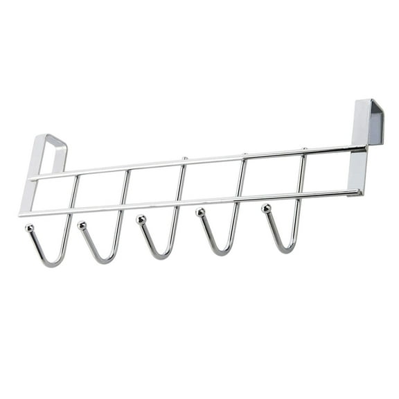 Silvery Stainless Steel Door Hanger 5 Hooks Storage Rack Stainless Steel Hooks For Cabinet Bathroom Wall Mounted Organizer With Strong Heavy Duty Utility Hooks Hooks Home Decor