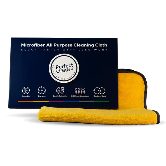 PerfectCLEAN - Microfiber Cleaning Cloth, Absorbent Cleaning Towels, 16”x16'', Single Pack, Yellow