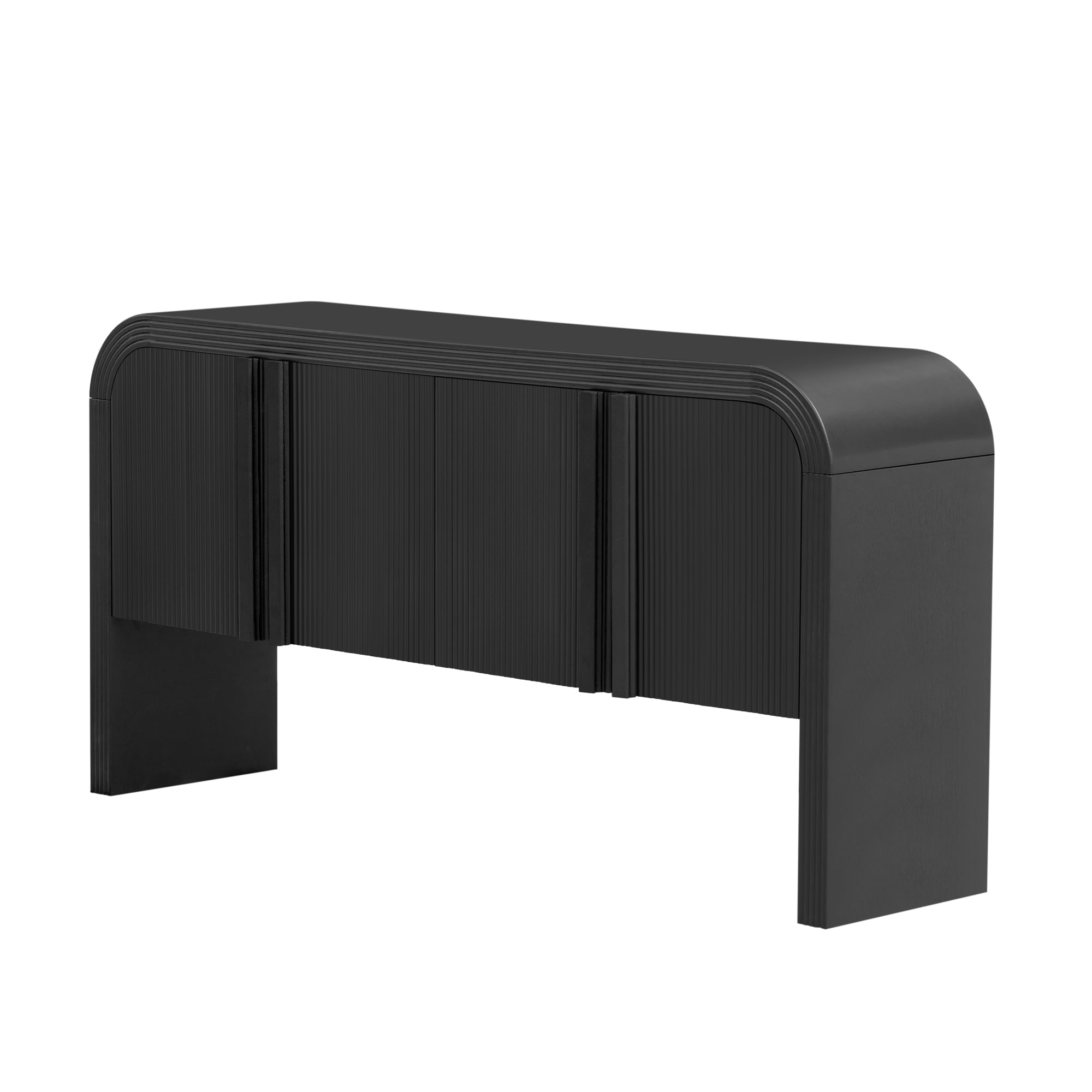 EUROCO 63" Sideboard Buffet Cabinet with Storage,Large Kitchen Storage Cabinet with 4 Doors and Adjustable Shelves,Wood Coffee Bar Cabinet Buffet Table Console Cabinet for Kitchen Dining Room,Black