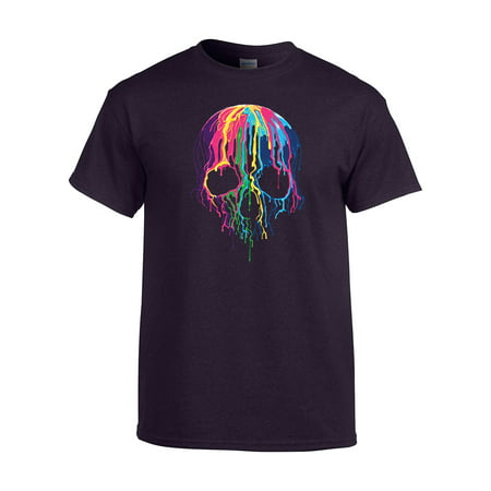 Neon Skull T-shirt Melting Dripping Paint Skull