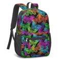 thumbnail image 2 of Butterfly and Multicolor Black Pattern 17" School Backpacks for Teens,Waterproof Oxford Fabric,S-Shape Padded Straps for School,Travel,Hiking,Camping, 2 of 6