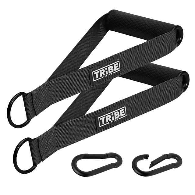 Set de levantamiento Tribe Heavy Duty Handles con mosquetones, color negro