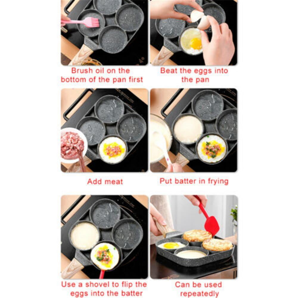 Christmas Holiday Savings 2023! Qtocio Kitchen Gadgets, Nonstick Eggs Frying Pan - 3-Cup Grill Pan Divided Frying Pan for Breakfast, for GAS Stove 