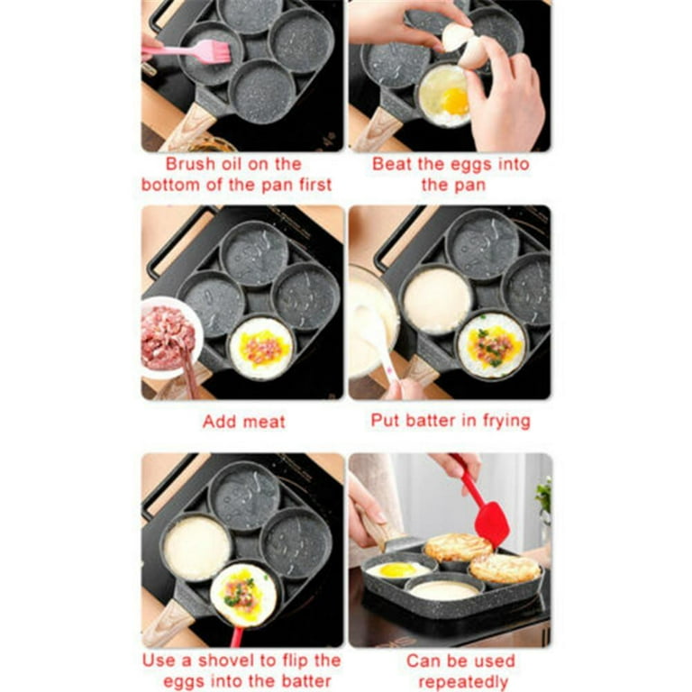 Bobikuke Nonstick Egg Pan,Egg Frying Pan,Fried Egg Pan - 3 Section Square  Grill Pan Divided Frying Pan for Breakfast, for Gas Stove & Induction, 7.3