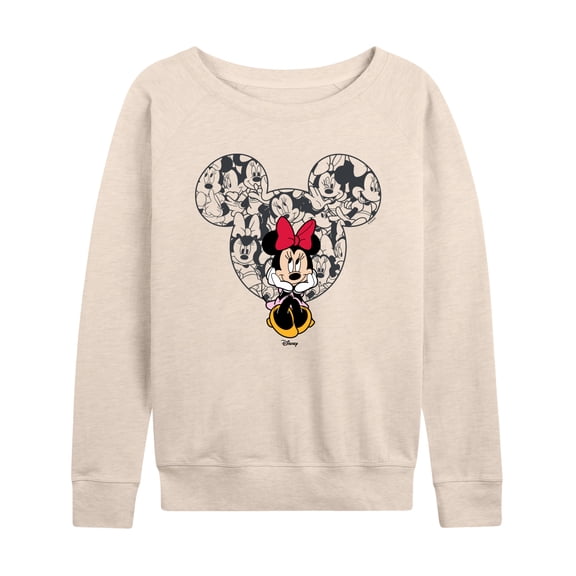 Disney - Minnie Ear Pattern - Women's French Terry Long Sleeve Pullover