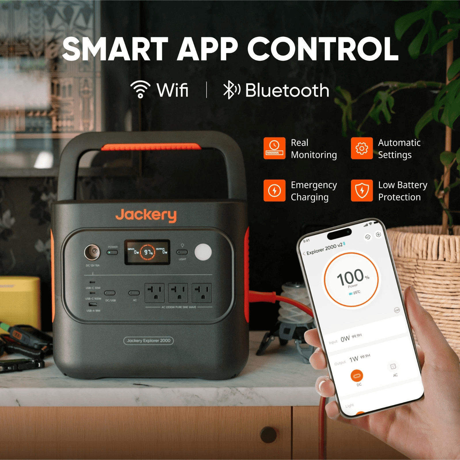 Restored Jackery Explorer 2000 v2 Solar Generator with SolarSaga 200W Solar Panel,2035Wh LiFePO4 Home Backup Battery,USB-C PD 100W Fast Charging for Emergencies, Power Outages.(Refurbished)