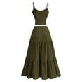 thumbnail image 5 of UDAUDU Two Piece Smocked Dress Set for Women Cami Top & Ruffle Hem Maxi Skirt Summer Set Army Green 2XL, 5 of 7