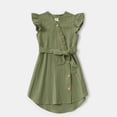 thumbnail image 3 of PatPat Family Matching Dresses Green Toddler Girl 2T 100% Cotton Solid Flutter-sleeve Matching Green/Pink/Army green Midi Dress, Girl Dresses, 3 of 9
