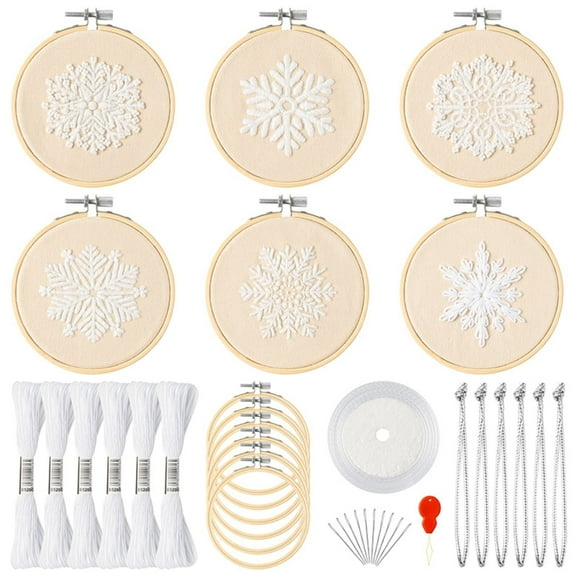 Snowflake Embroidery Kit, 6 Pieces