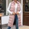 thumbnail image 5 of Women's Long Hooded Puffer Vest, Sleeveless Quilted Jacket, Packable Puffy Vest, Casual Winter Layer, Oversized Sleeveless Coat Pink XXXXL, 5 of 9